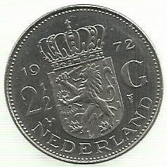 Holanda - 2 1/2 Gulden 1972 (Km# 191)