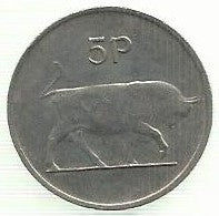 Irlanda - 5 Pence 1980 (Km# 22)