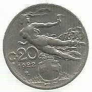 Italia - 20 Centesimi 1922 (Km# 44)