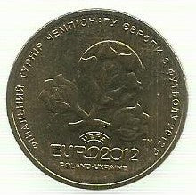 Ucrania - 1 Hryvnia 2012 (Km# 668) Euro 2012