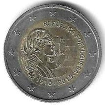 Portugal - 2 Euro 2010   (Km# 796) 100 Anos Imp. República