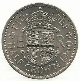 Inglaterra - 1/2 Crown 1960 (Km# 907)