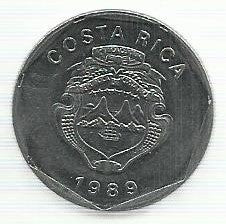 Costa Rica - 5 Colones 1989 (Km# 241.1)