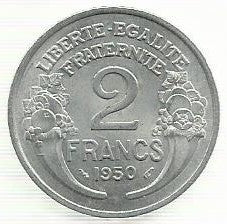 França - 2 Francos 1950 (Km# 886a.1)