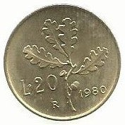 Italia - 20 Liras 1980 (Km# 97.2)