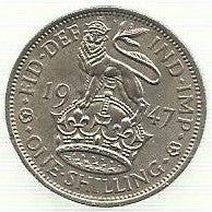 Inglaterra - 1 Shilling 1947 (Km# 863)