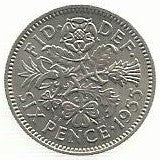 Inglaterra - 6 Pence 1955 (Km# 903)