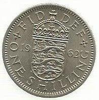 Inglaterra - 1 Shilling 1962 (Km# 904)