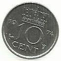 Holanda - 10 Cents 1974 (Km# 182)