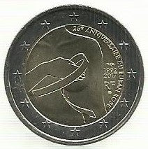 França - 2 Euro 2017 (Km# 2363) 25º Anivº Ruban Rose