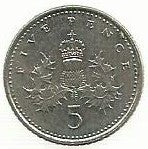 Inglaterra - 5 Pence 1997 (Km# 937b)