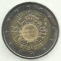 Luxemburgo - 2 Euro 2012 (Km# 119) 10 Anos Euro