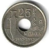 Espanha - 25 Pesetas 1997 (Km# 983) Melilla