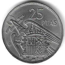 Espanha - 25 Pesetas 1959 (Km# 787)