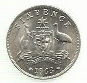 Australia - 6 Pence 1963 (Km# 58)