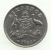 Australia - 6 Pence 1962 (Km# 58)