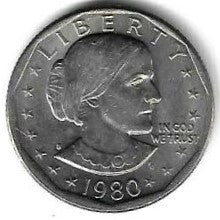 USA - 1 Dolar 1980 (Km# 207) Susan B. Anthony