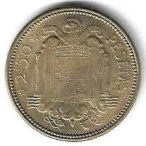 Espanha - 2,50 Pesetas 1954 (Km# 785)