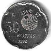 Espanha - 50 Pesetas 1990 (Km# 852) Expo92