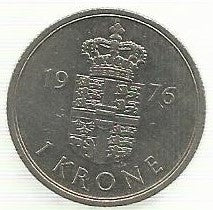 Dinamarca - 1 Krone 1976 (Km# 862.1)