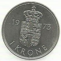 Dinamarca - 1 Krone 1973 (Km# 862.1)