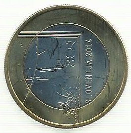 Eslovénia - 3 Euro 2014  (Km# 118) Janez Puhar