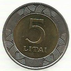 Lituania - 5 Litai 1999 (Km# 113)