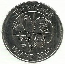 Islandia - 10 Kronur 2004 (Km# 29.1a)