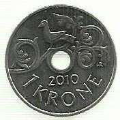 Noruega - 1 Krone 2010 (Km# 462)