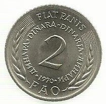 Jugoslavia - 2 Dinares 1970 (Km# 55) Fao