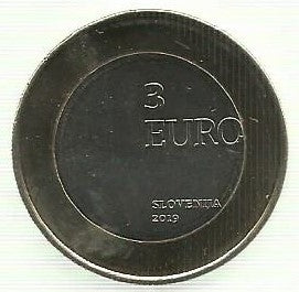 Eslovénia - 3 Euro 2019 (Km# 139) Centenário de Prekmurje