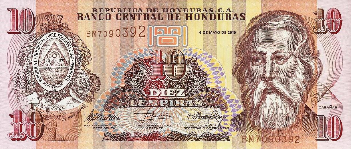 Honduras - 10 Lempiras 2010 (# 86c)