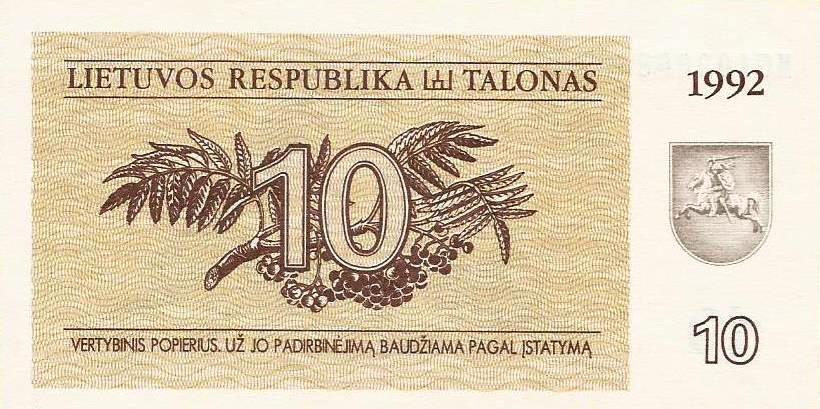 Lituania - 10 Talonas 1992 (# 40)