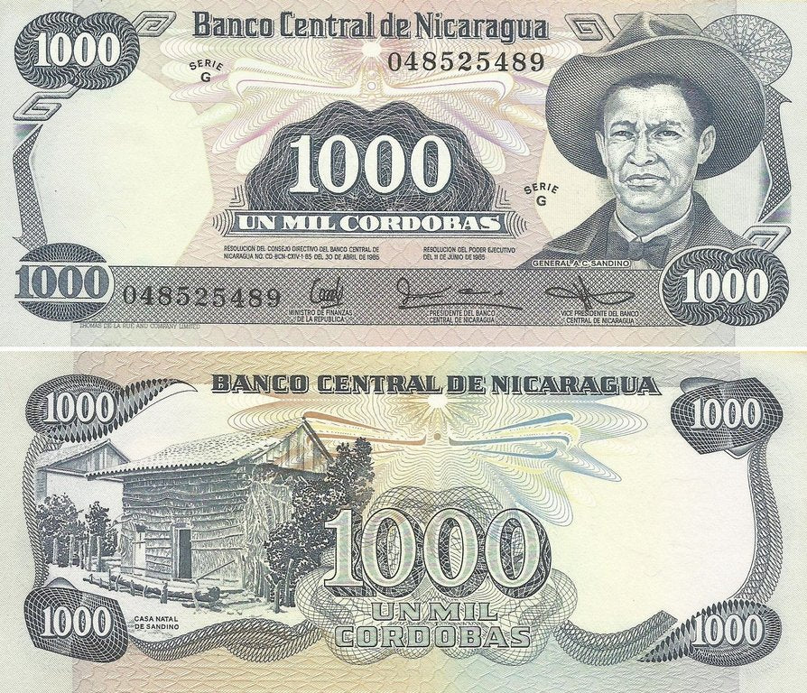 Nicargaua - 1000 Cordobas 1985 (# 145a)
