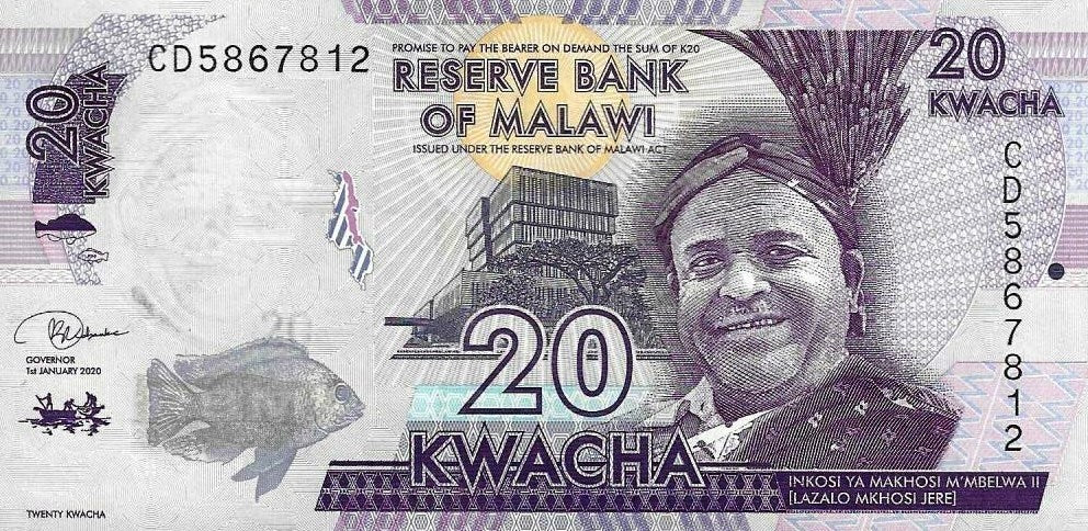 Malawi - 20 Kwacha 2020 (# 63f)