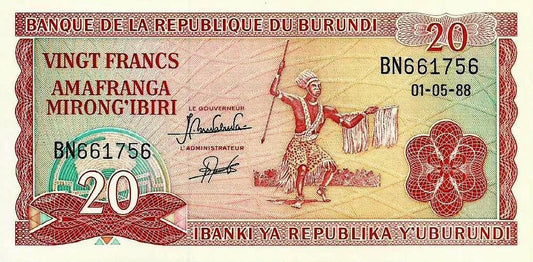 Burundi - 20 Francos 1988 (# 27b)