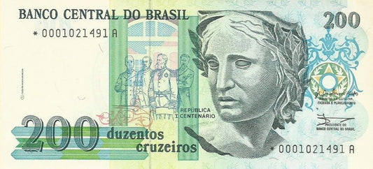 Brasil - 200 Cruzeiros 1990 (# 229) Substituição