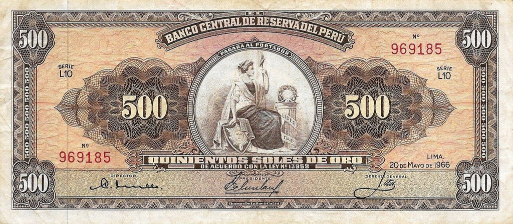 Peru - 500 Soles Ouro 1966 (# 87a)