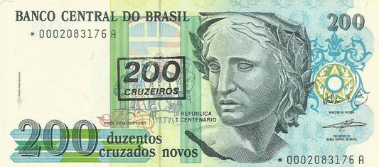 Brasil - 200 Cruzeiros 1990 (# 225b) Substituição