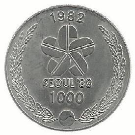 Coreia Sul - 1000 Won 1982 (Km# 28) Dançarinos