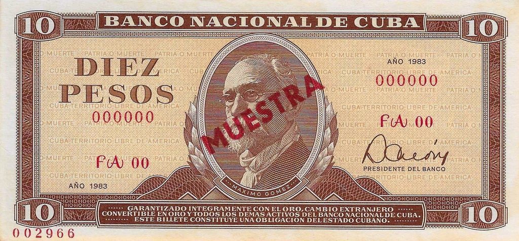 Cuba - 10 Pesos 1983 (# 104cS)