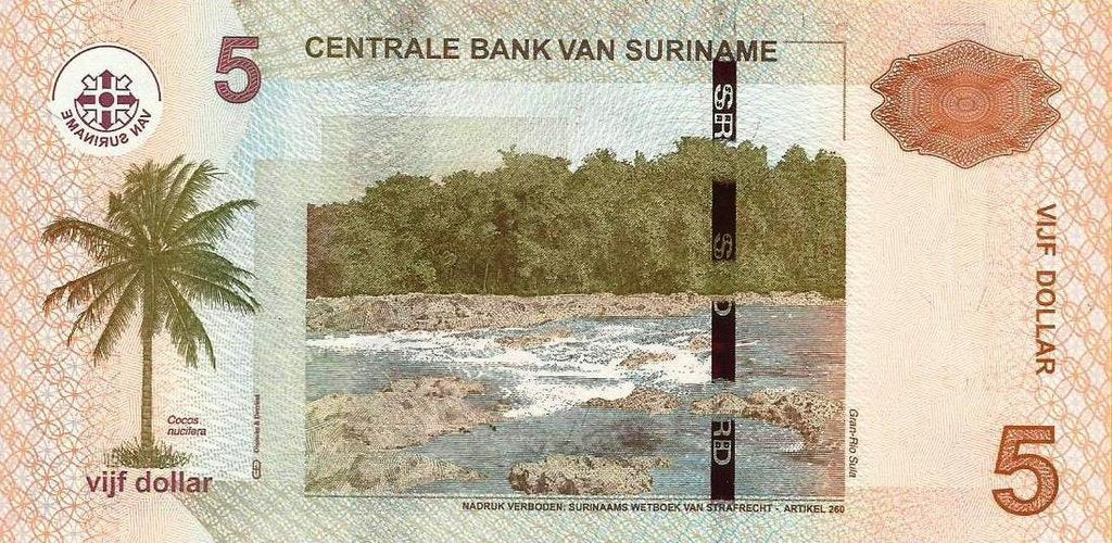 Suriname - 5 Dolares 2012 (# 162b)