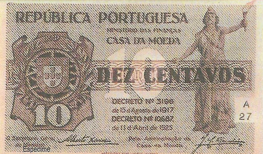 Portugal - 10 Centavos 1917 (# NL)