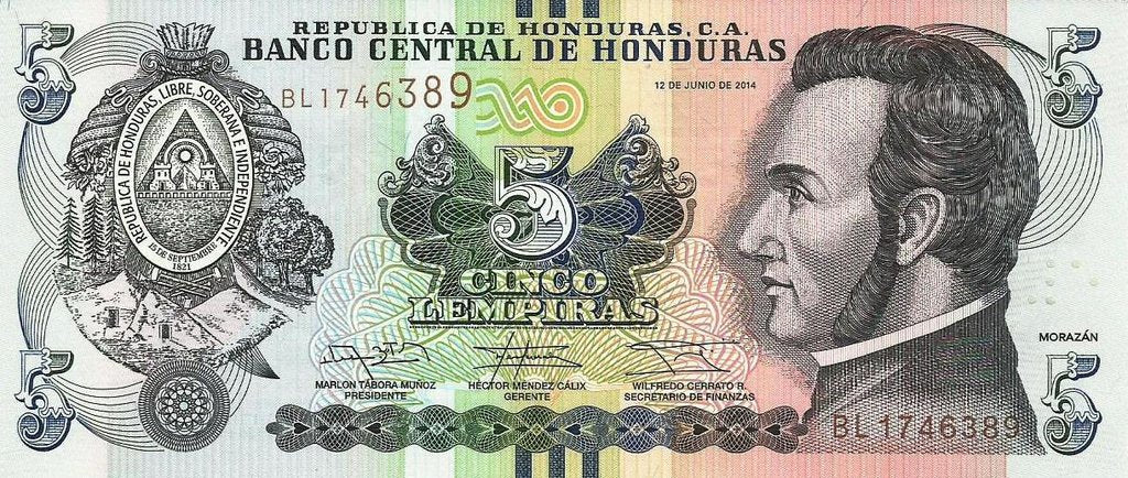 Honduras - 5 Lempiras 2014 (# 91b)