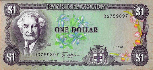 Jamaica - 1 Dolar 1989 (# 68Ac)