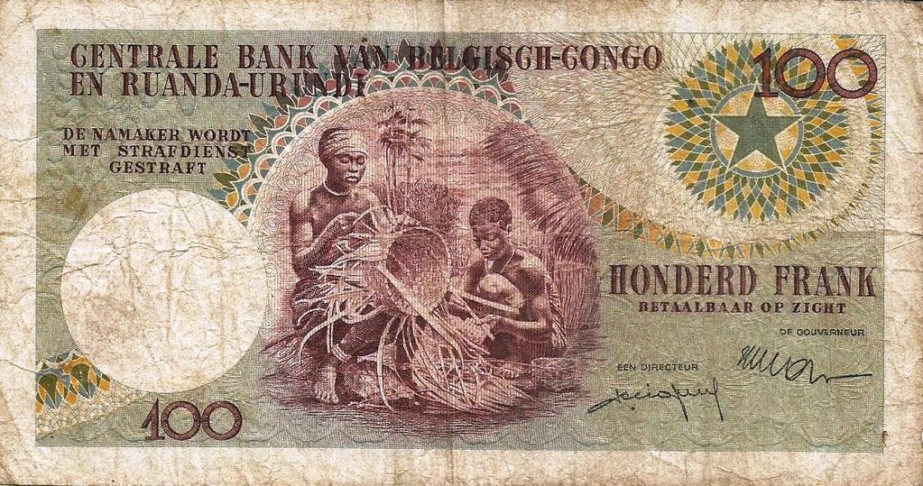 Congo Belga  100 Francos 1957 (# 33b)