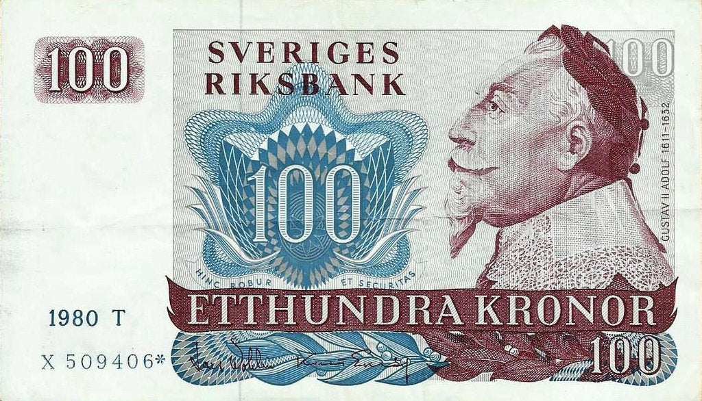 Suécia - 100 Kronor 1980 (# 54r) Substituição