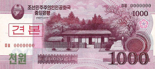 Coreia Norte - 1000 Won 2008 (# 64s) Especimen