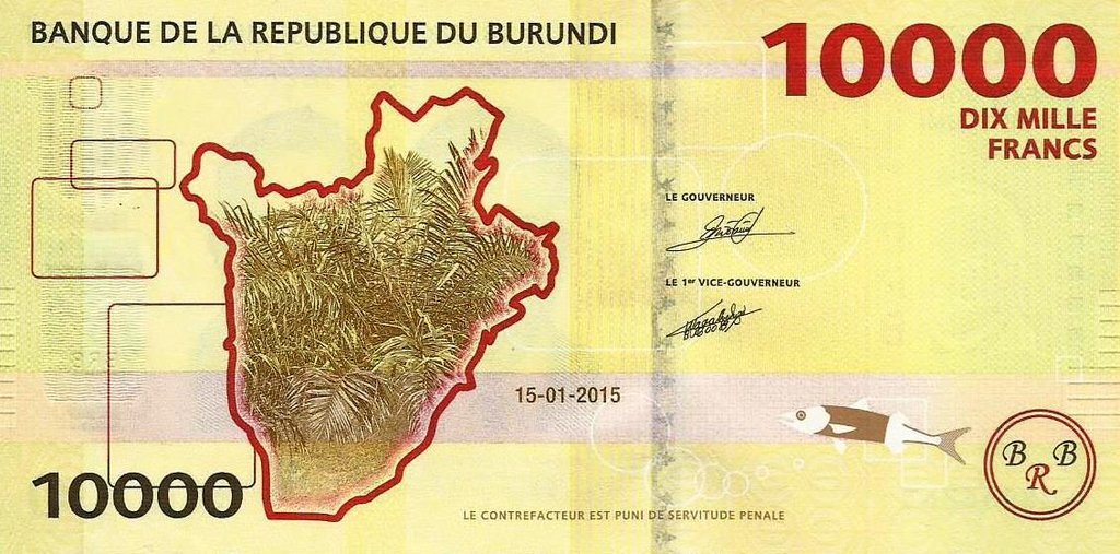 Burundi - 10000 Francos 2015 (# 54A)