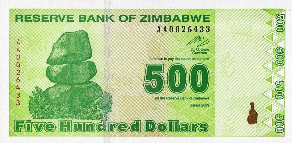 Zimbabwé - 500 Dolares 2009 (# 98)